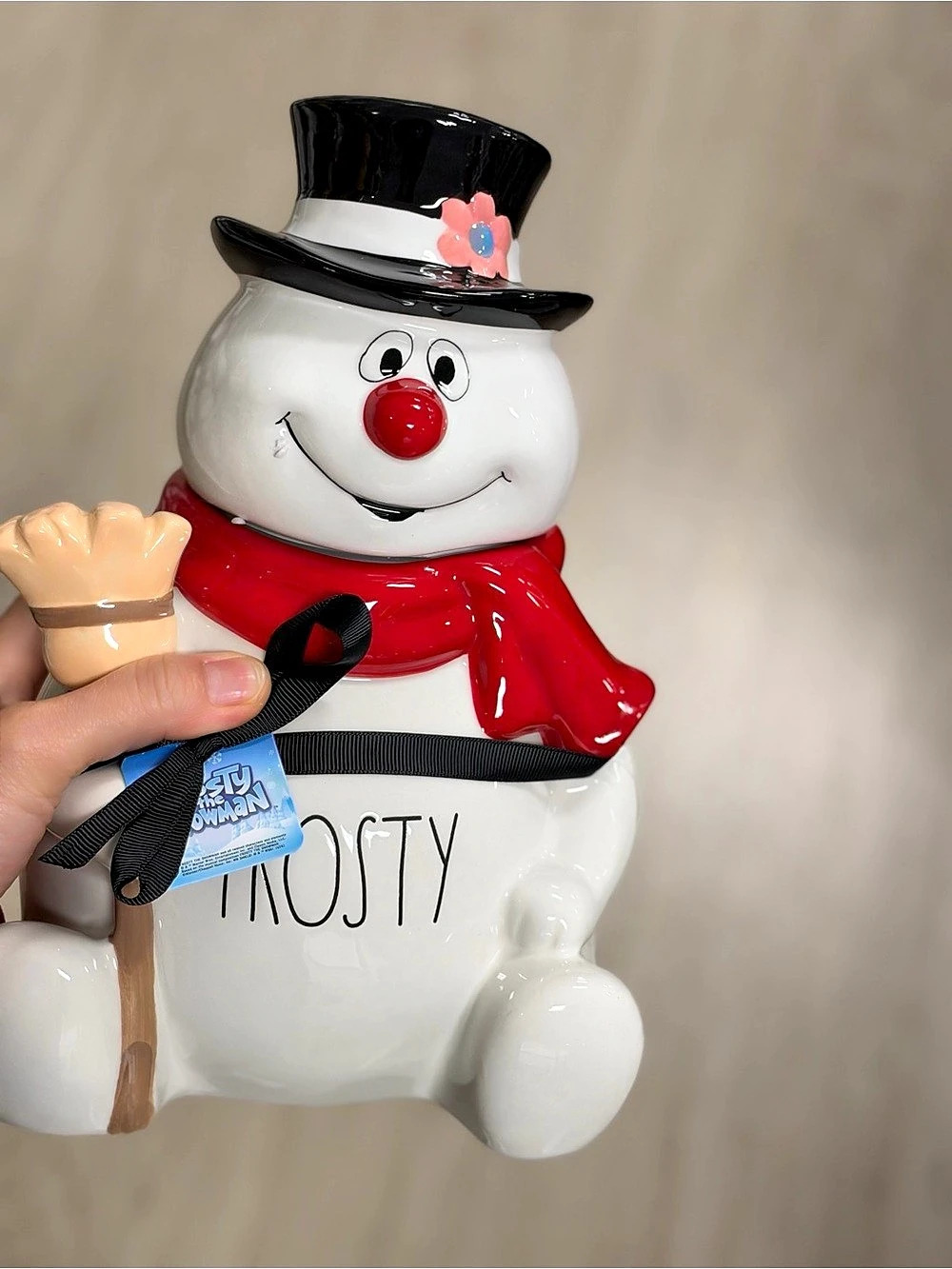 Rae Dunn Frosty the Snowman Figural Canister White & Red